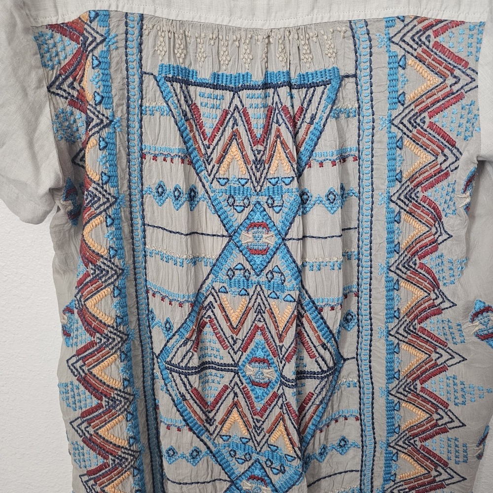 Johnny Was Embroidered Linen Tunic Top Women's Size Large - Picture 2 of 6